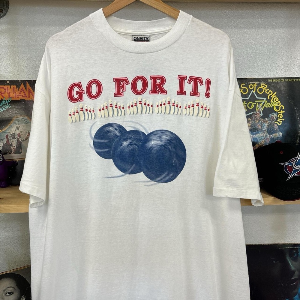 Vintage Bowling T-shirt “GO FOR IT!”
   size XXL